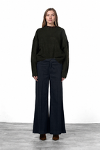 New York Palazzo pantalone chino donna in gabardina wide leg