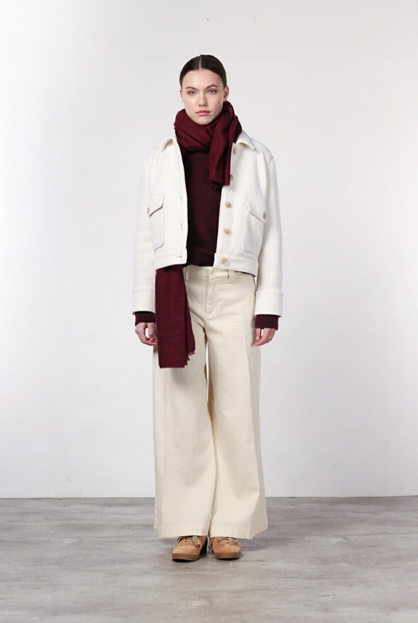New York Palazzo pantalone chino donna in bull di cotone organico e lana wide leg