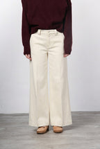 New York Palazzo pantalone chino donna in bull di cotone organico e lana wide leg