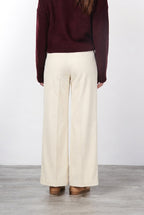 New York Palazzo pantalone chino donna in bull di cotone organico e lana wide leg