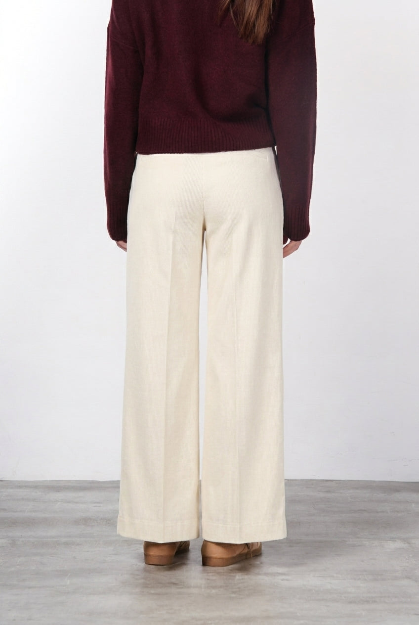 New York Palazzo pantalone chino donna in bull di cotone organico e lana wide leg