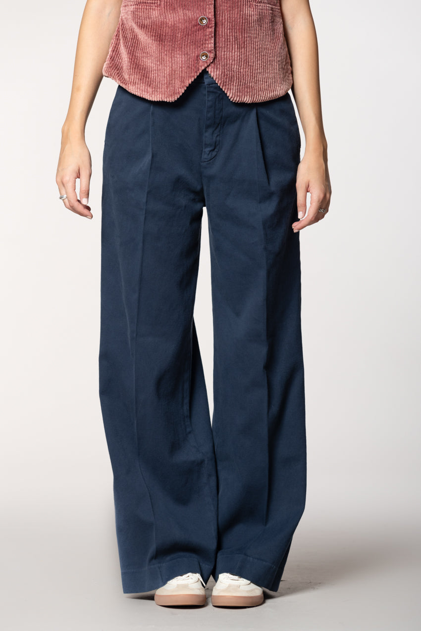 Ny Wide Pinces Damen-Chinohose aus Baumwolle-Kaschmir wide leg