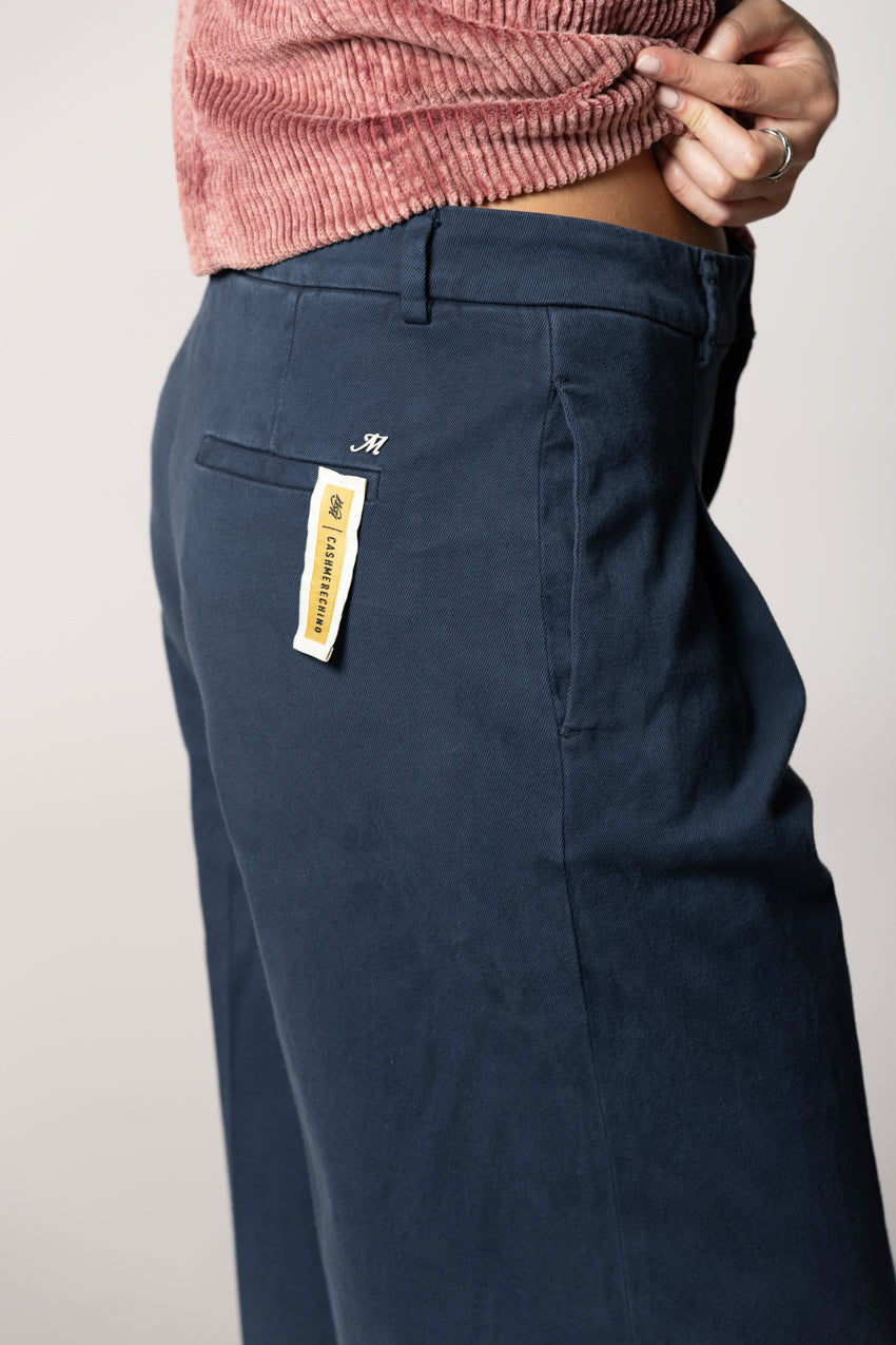 Ny Wide Pinces pantalone chino donna in cotone cashmere wide leg