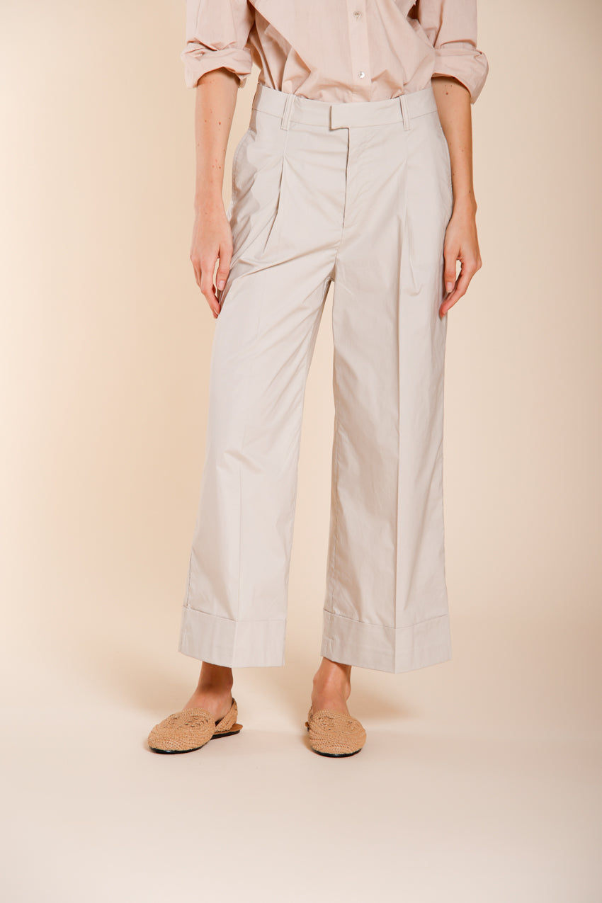 New York Wide pantalone chino donna in tela paracadute wide leg