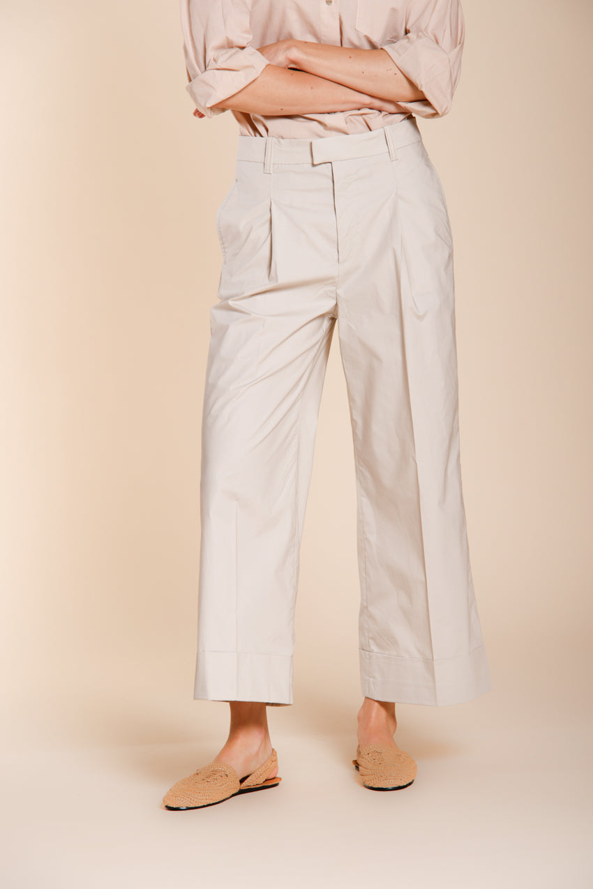 New York Wide pantalone chino donna in tela paracadute wide leg