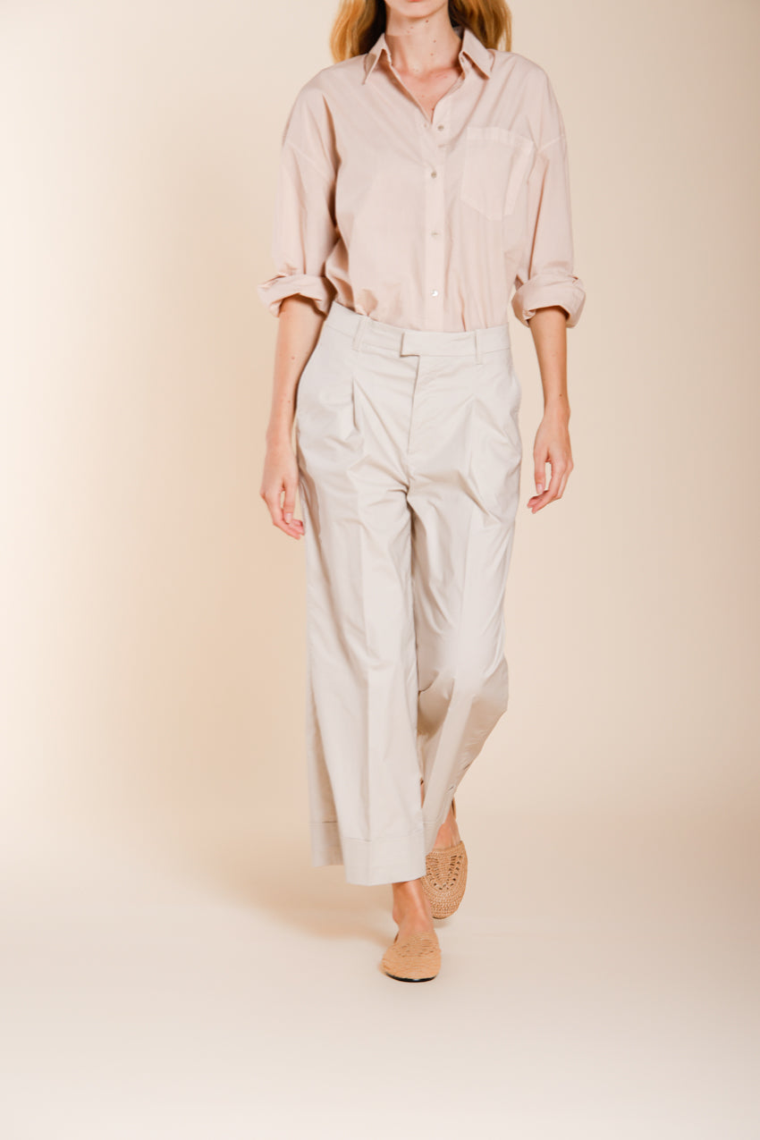 New York Wide pantalone chino donna in tela paracadute wide leg