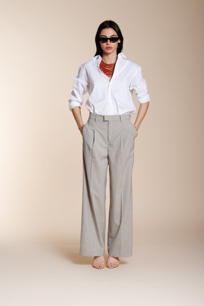 New York Wide Sartoriale pantalone chino donna in lana travel wide leg