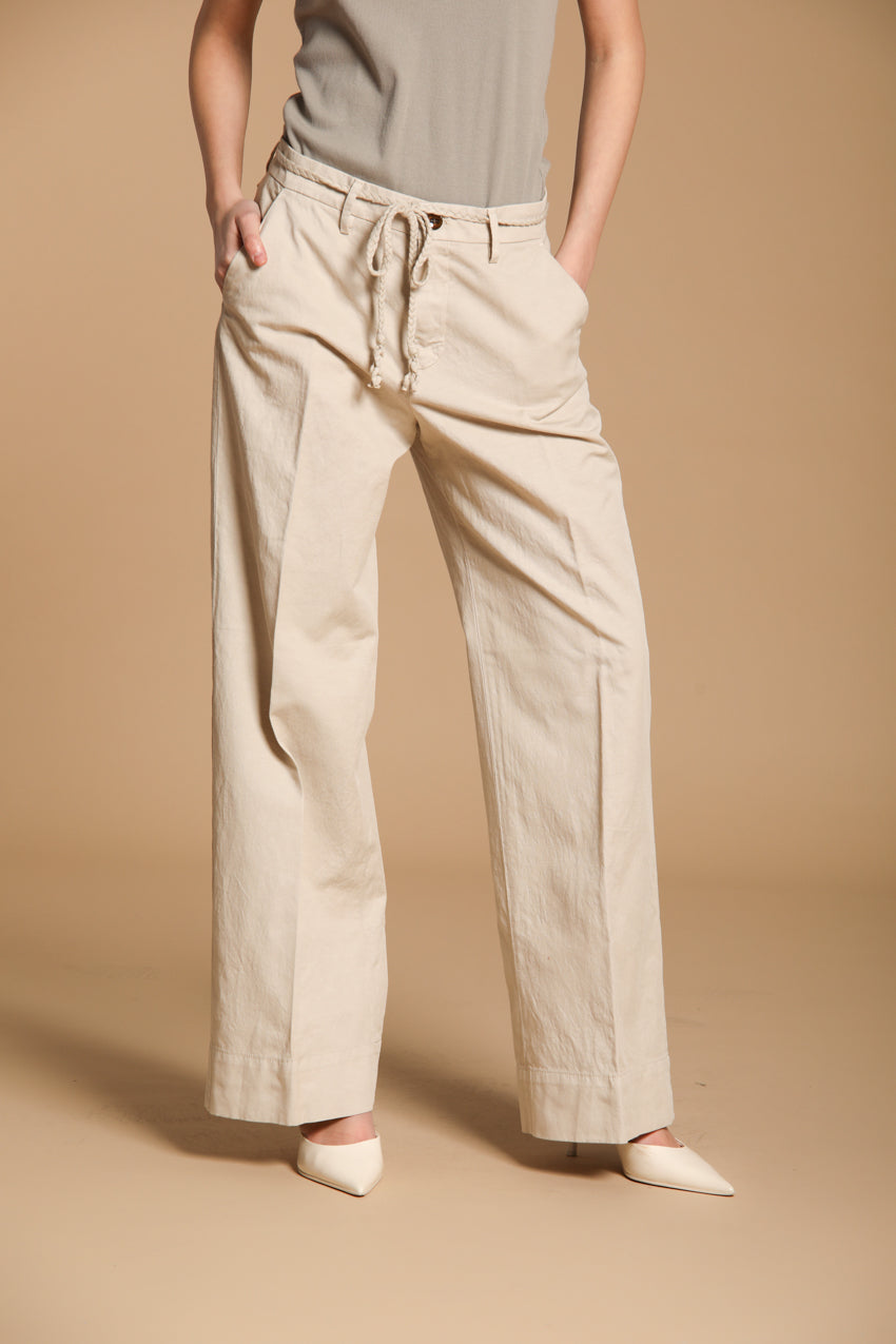 New York Studio Damen Chino Hose aus Baumwoll-Leinen-Twill Wide Leg