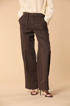 New York Studio pantalone chino donna in twill di cotone e lino wide leg