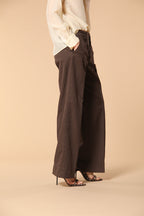 New York Studio pantalone chino donna in twill di cotone e lino wide leg