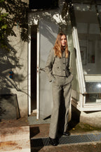 New York Studio Damen-Chinohose aus Rippenstrick mit Pailletten wide leg