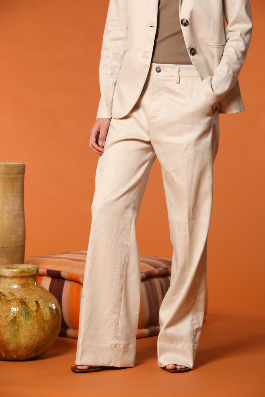 New York Studio pantalone chino donna in twill di cotone e lino relaxed fit