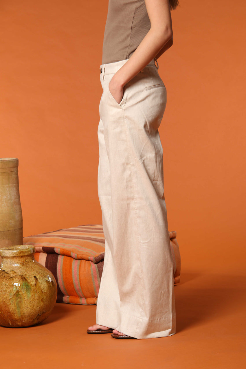 New York Studio Damen Chino Hose aus Baumwoll-Leinen-Twill in Wide Leg