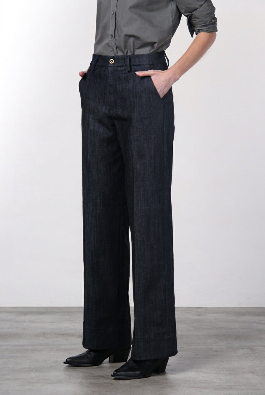 New York Studio Damen-Chinohose aus Stretch-Denim, Straight Fit