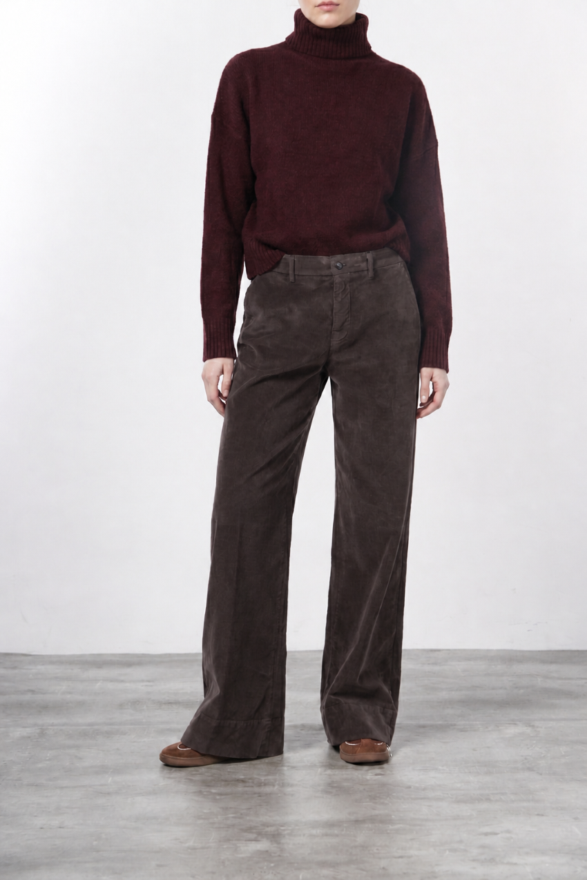 New York Studio pantalone chino donna in velluto liscio straight fit