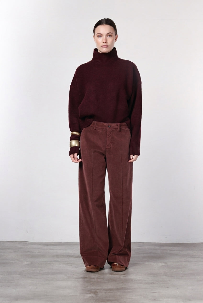 New York Studio pantalone chino donna in velluto liscio straight fit
