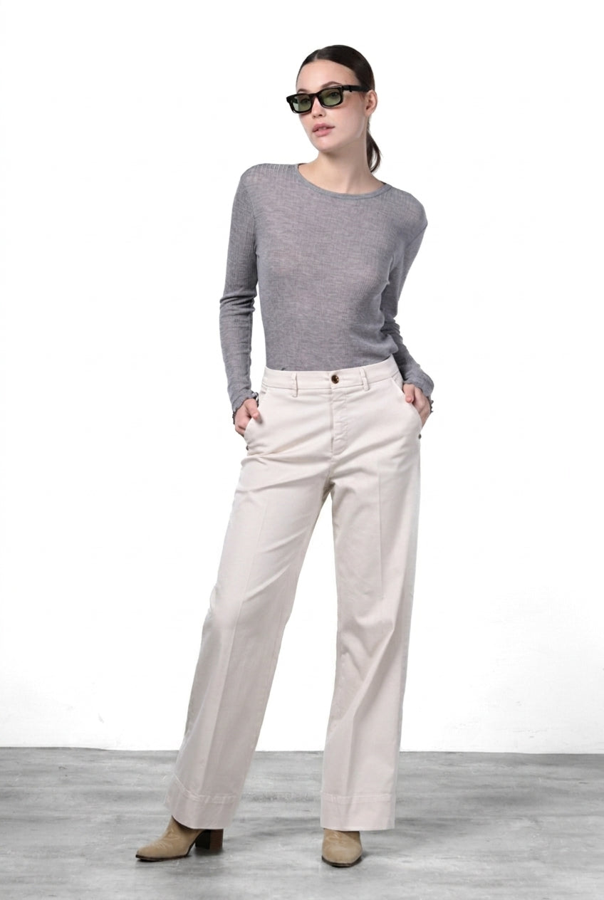 New York Studio Damen-Chinohose aus Satin, Straight Fit