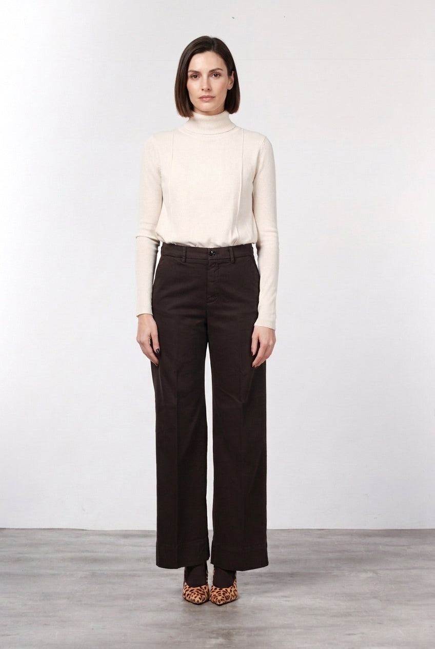 New York Studio pantalone chino donna in raso straight fit