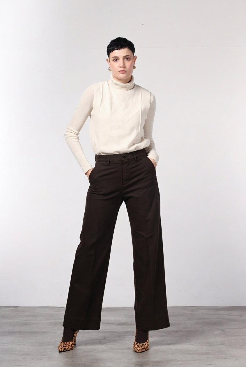 New York Studio Damen-Chinohose aus Satin, Straight Fit