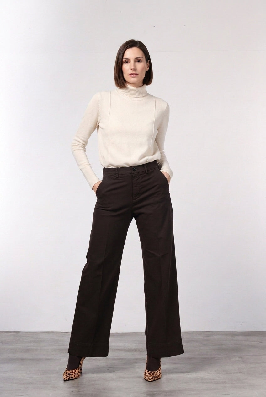 New York Studio pantalone chino donna in raso straight fit