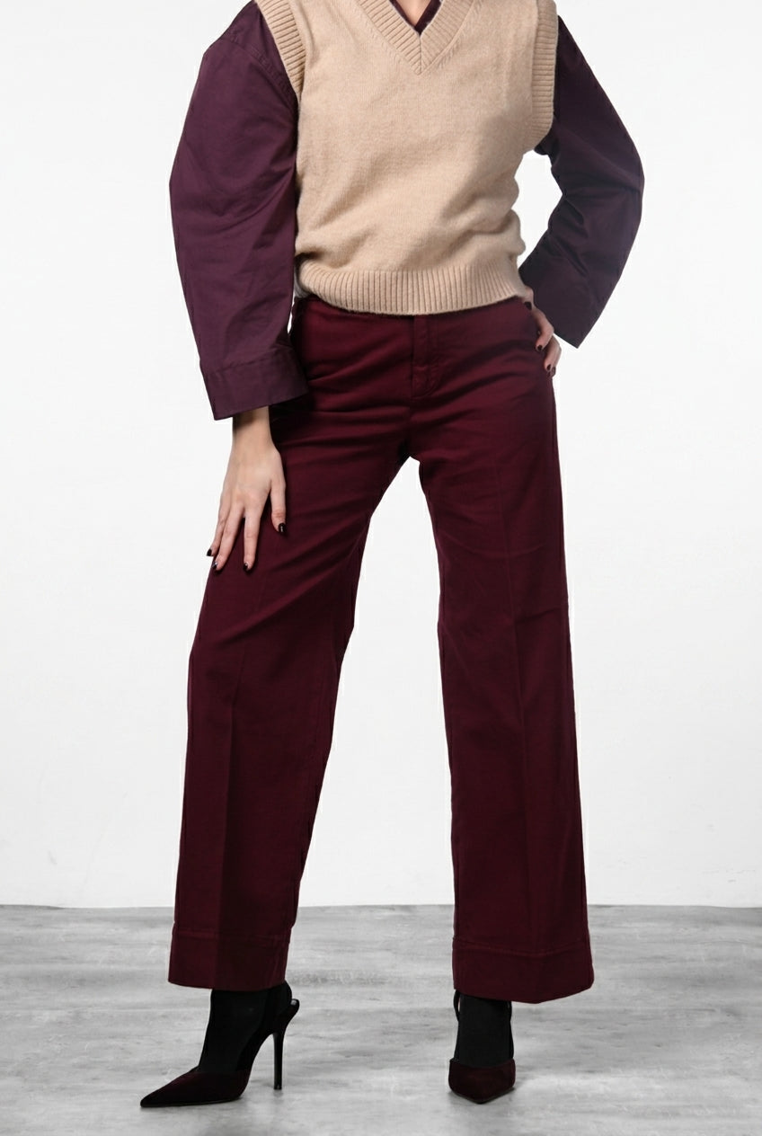New York Studio pantalone chino donna in raso straight fit
