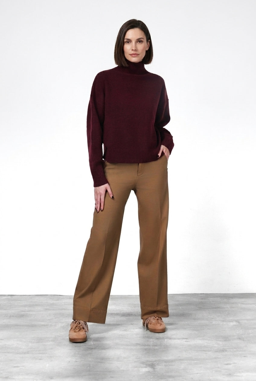 New York Studio pantalone chino donna in raso straight fit