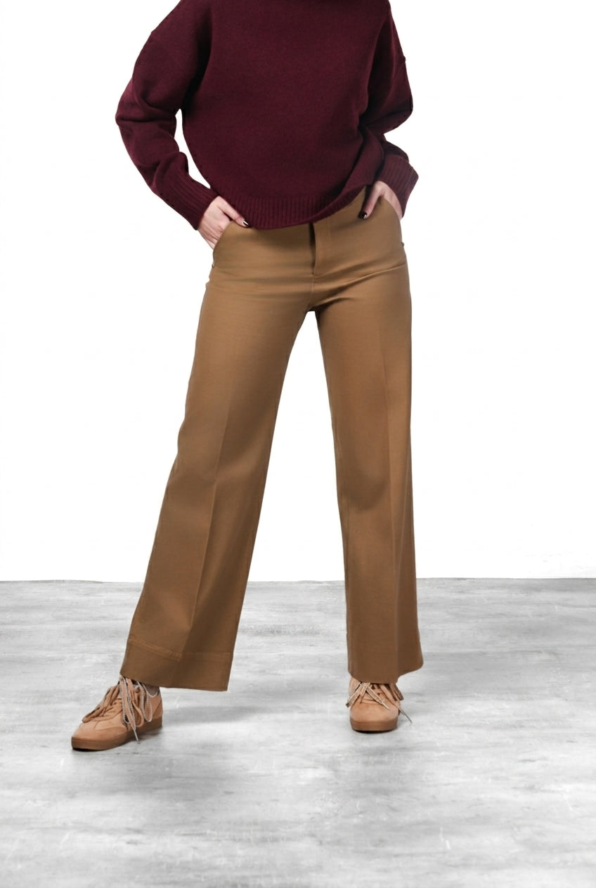 New York Studio pantalone chino donna in raso straight fit