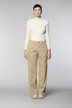 New York Studio pantalone chino donna in cotone lana wide leg