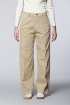 New York Studio pantalone chino donna in cotone lana wide leg