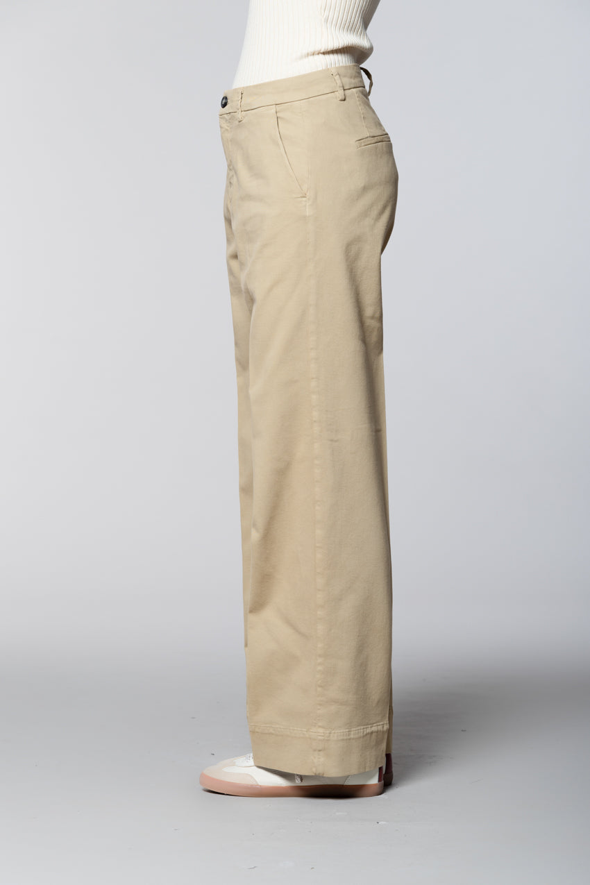 New York Studio pantalone chino donna in cotone lana wide leg