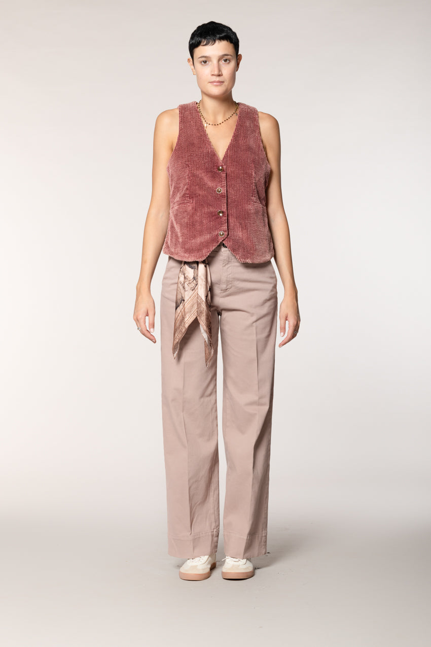 New York Studio pantalone chino donna in cotone lana wide leg