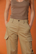 New York Studio Damen Cargo Hose aus Baumwolltwill Wide Leg