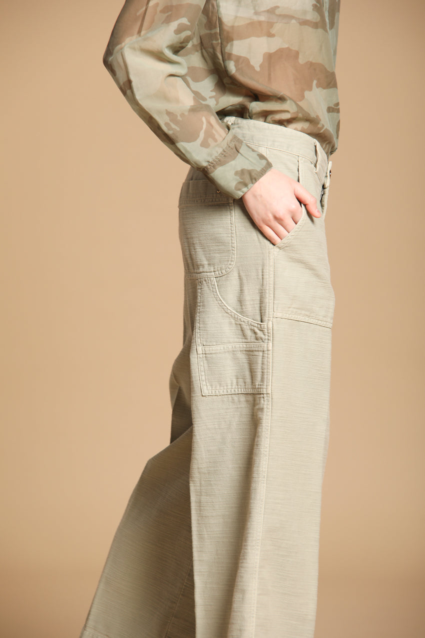 Dallas Wide pantaloni cargo donna in saten wide leg