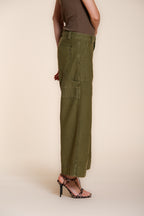 Dallas Wide pantalone cargo donna in cotone fiammato straight fit