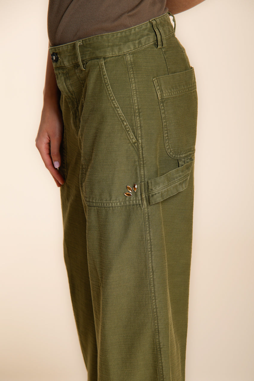 Dallas Wide Damen Cargo Hose aus Flammgarn-Baumwolle straight fit