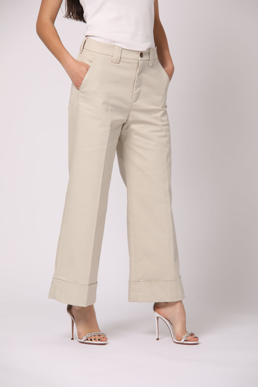 New York Studio Cropped pantalone chino donna in twill di cotone wide leg