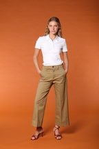 New York Studio Cropped pantalone chino donna in twill di cotone wide leg