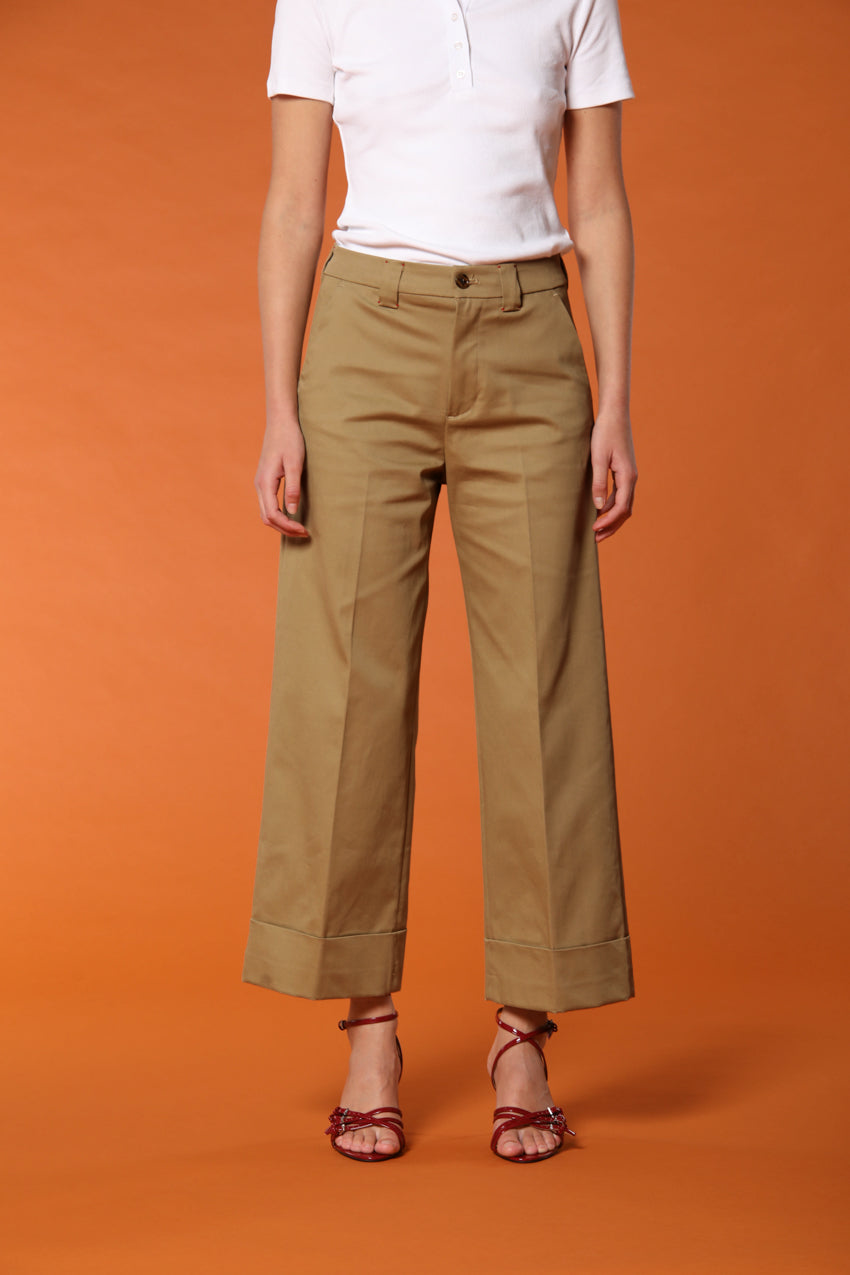 New York Studio Cropped pantalone chino donna in twill di cotone wide leg