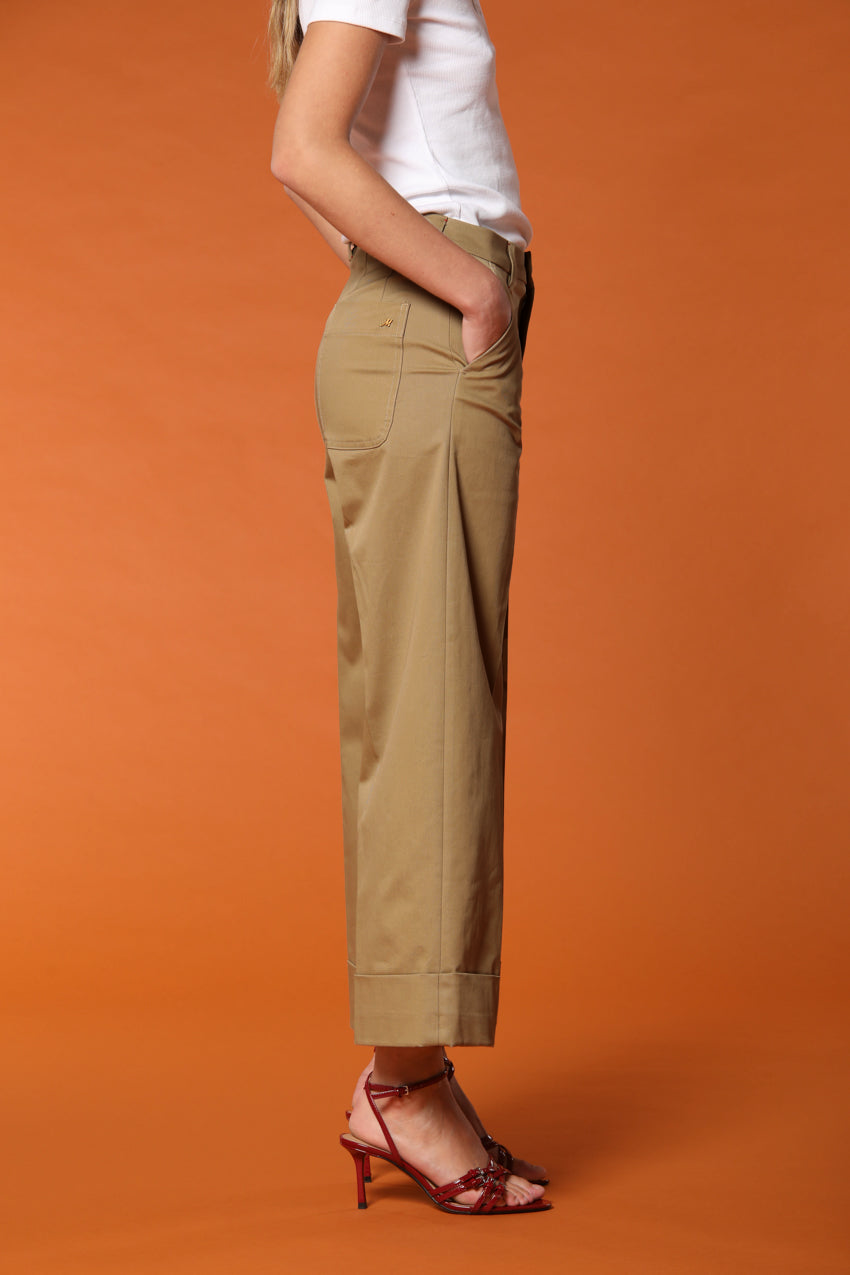 New York Studio Cropped pantalone chino donna in twill di cotone wide leg