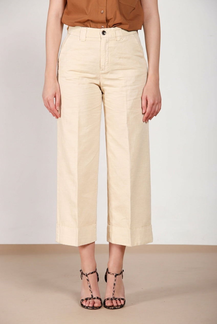 New York Studio Cropped Hose Chino Damen aus Leinen und Baumwolle straight fit