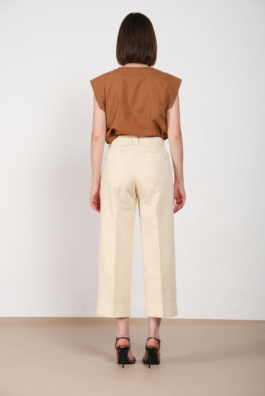 New York Studio Cropped Hose Chino Damen aus Leinen und Baumwolle straight fit