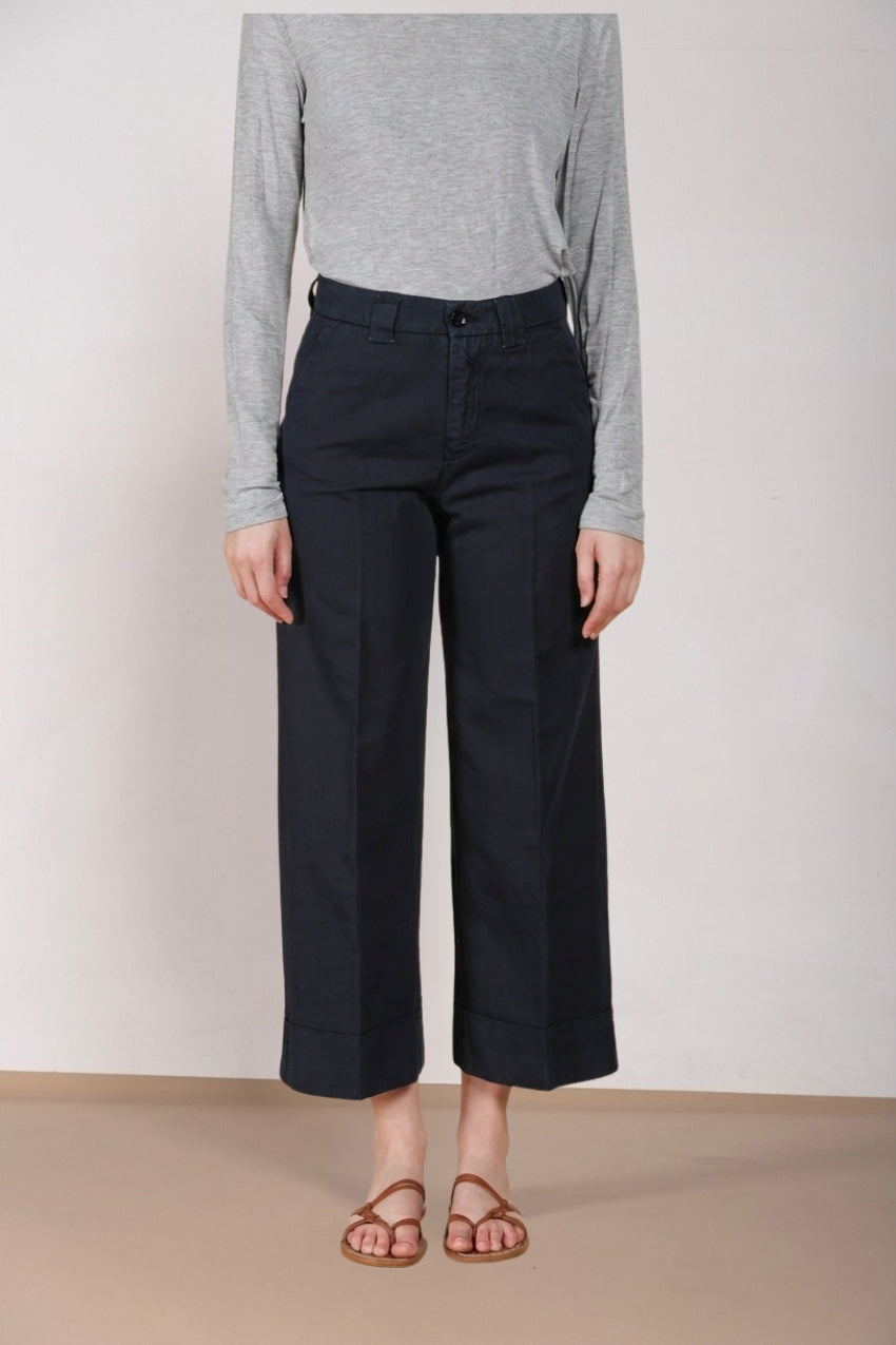 New York Studio Cropped Hose Chino Damen aus Leinen und Baumwolle straight fit