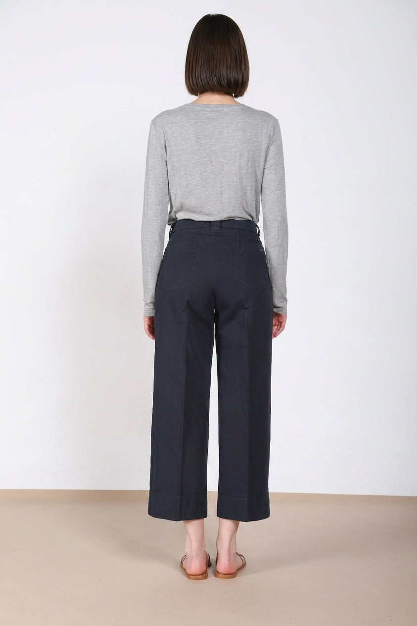New York Studio Cropped Hose Chino Damen aus Leinen und Baumwolle straight fit