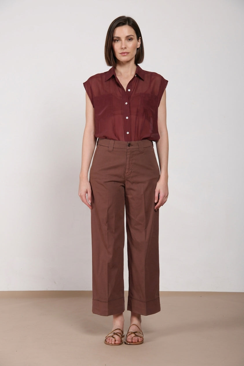 New York Studio Cropped pantalone chino donna in gabardina straight fit
