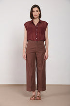 New York Studio Cropped pantalone chino donna in gabardina straight fit