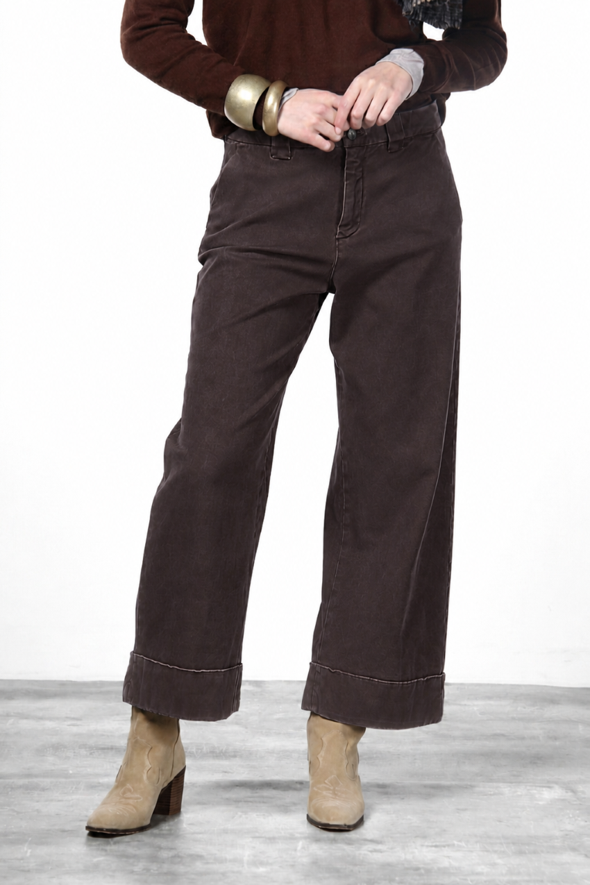New York Studio Crop pantalone chino donna in twill stretch straight fit