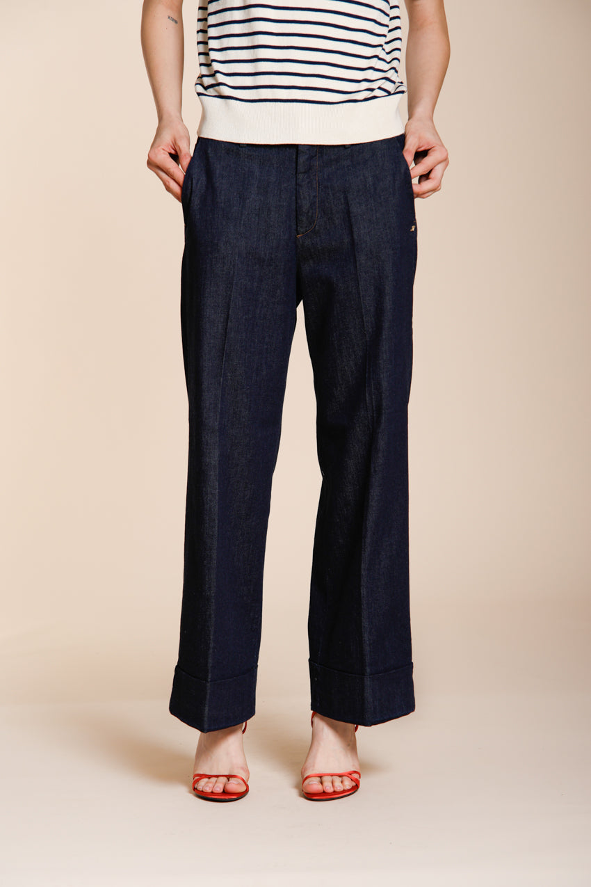New York Studio Cropped City Damen Chinohose aus Denim straight fit