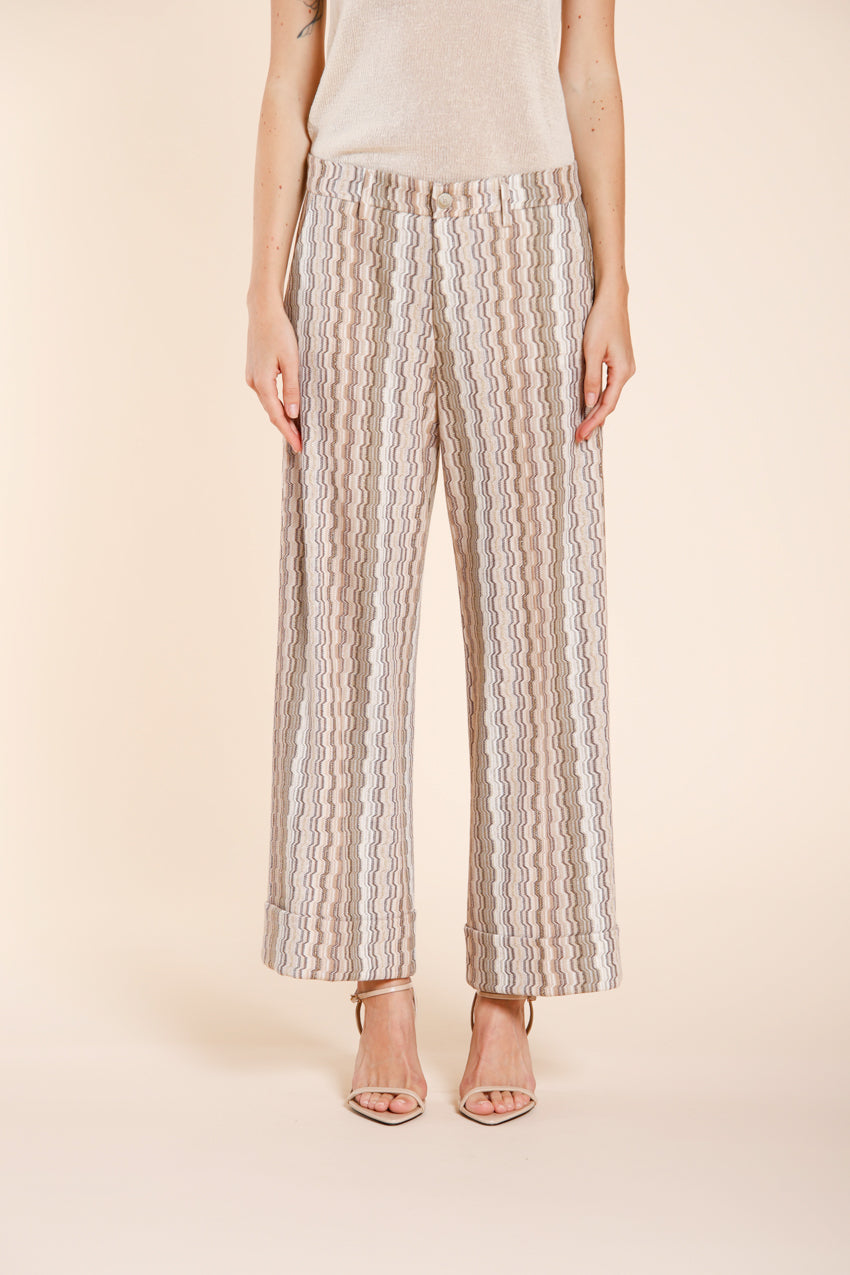 New York Studio Cropped City Hose Chino Damen aus gestreiftem Jersey straight fit