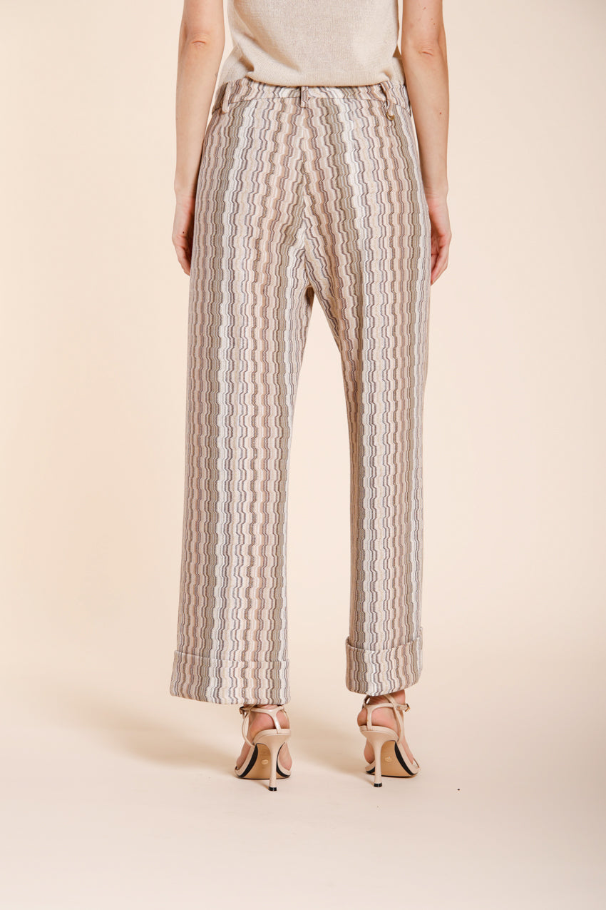 New York Studio Cropped City Hose Chino Damen aus gestreiftem Jersey straight fit