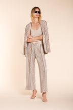 New York Studio Cropped City Hose Chino Damen aus gestreiftem Jersey straight fit